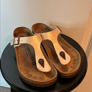 Birkenstock Tan off white Toe Loop Sandals